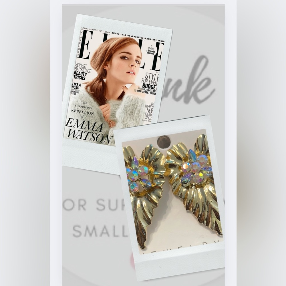 Nasty Gal Gold Leaf Crystal Earrings